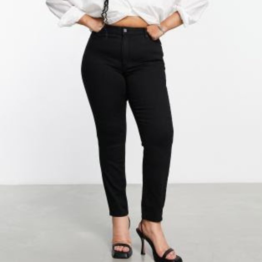 ASOS DESIGN Curve high rise ridley "skinny" jeans in clean black